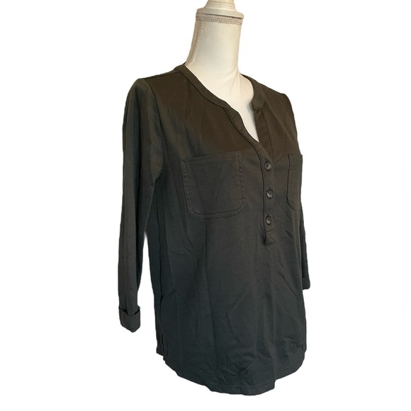 Old Navy Army Green 3/4 Sleeve Buttoned Mandarin Collar Women’s Blouse Small - Picture 3 of 14